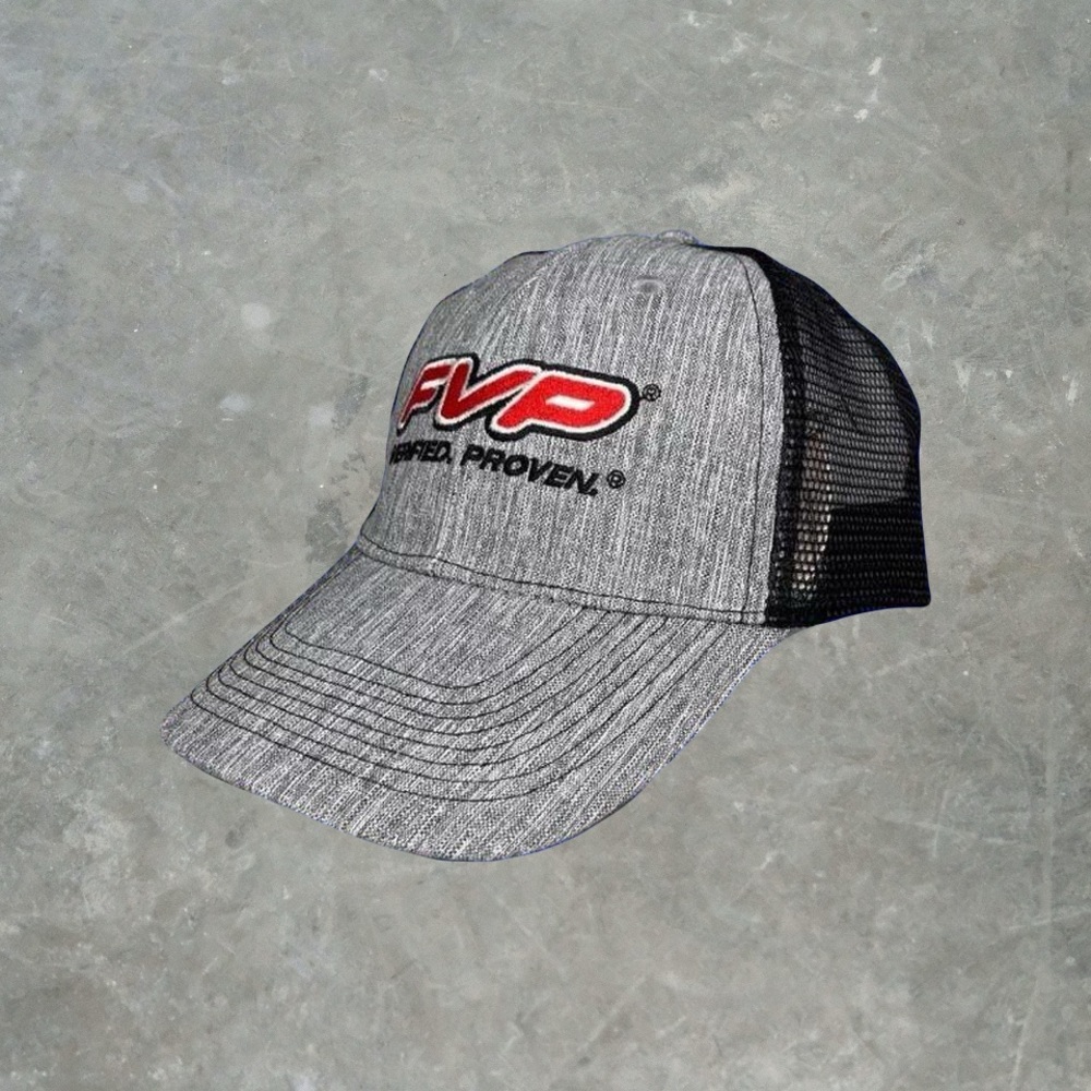 ☀️ FVP Parts NHRA Drag Racing Trucker Hat OSFA Gray/Black